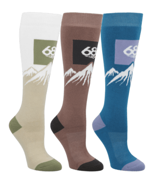 686: 24/25 Women’s Snow Caps Snowboard Sock 3 Pack - Motion Boardshop