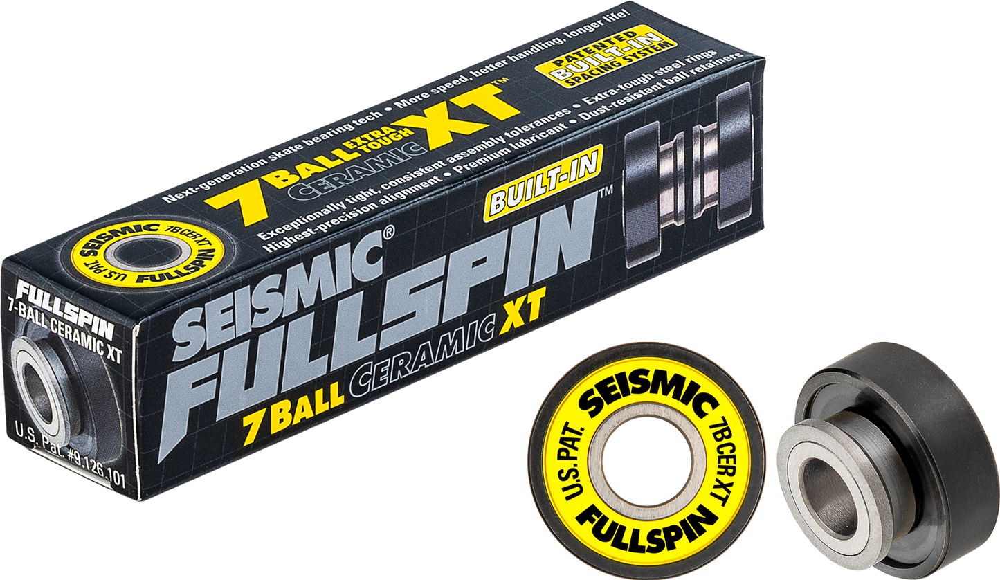 Seismic: Fullspin 7-Ball XT Ceramic Built-in Longboard Skateboard Bearings