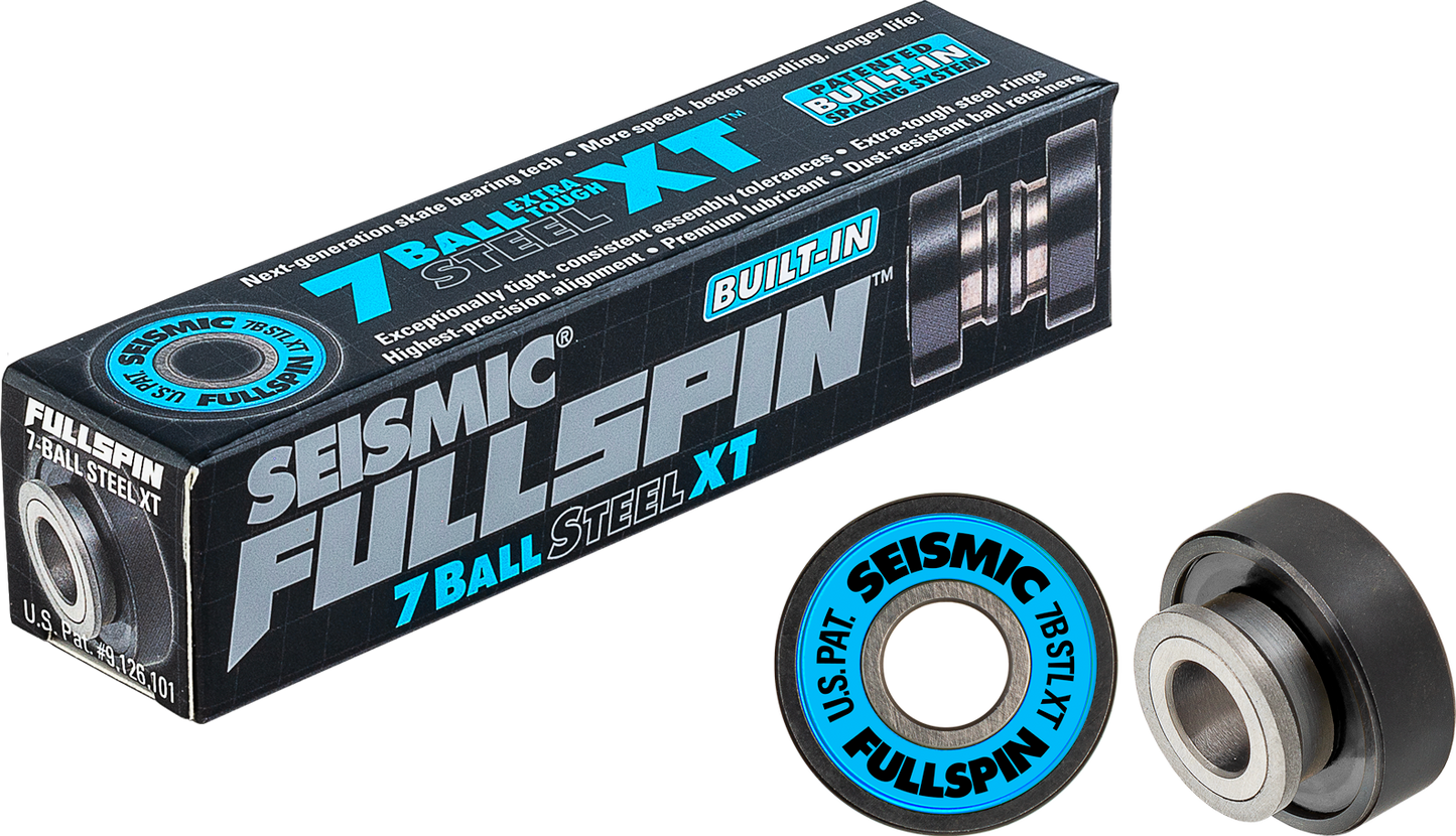 Seismic: Fullspin 7-Ball XT Steel Built-in Longboard Skateboard Bearings