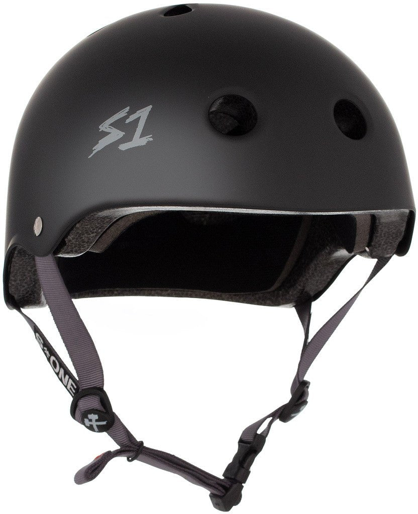 S1: Lifer Helmet (Black Matte w/ Grey Straps) - Motion Boardshop