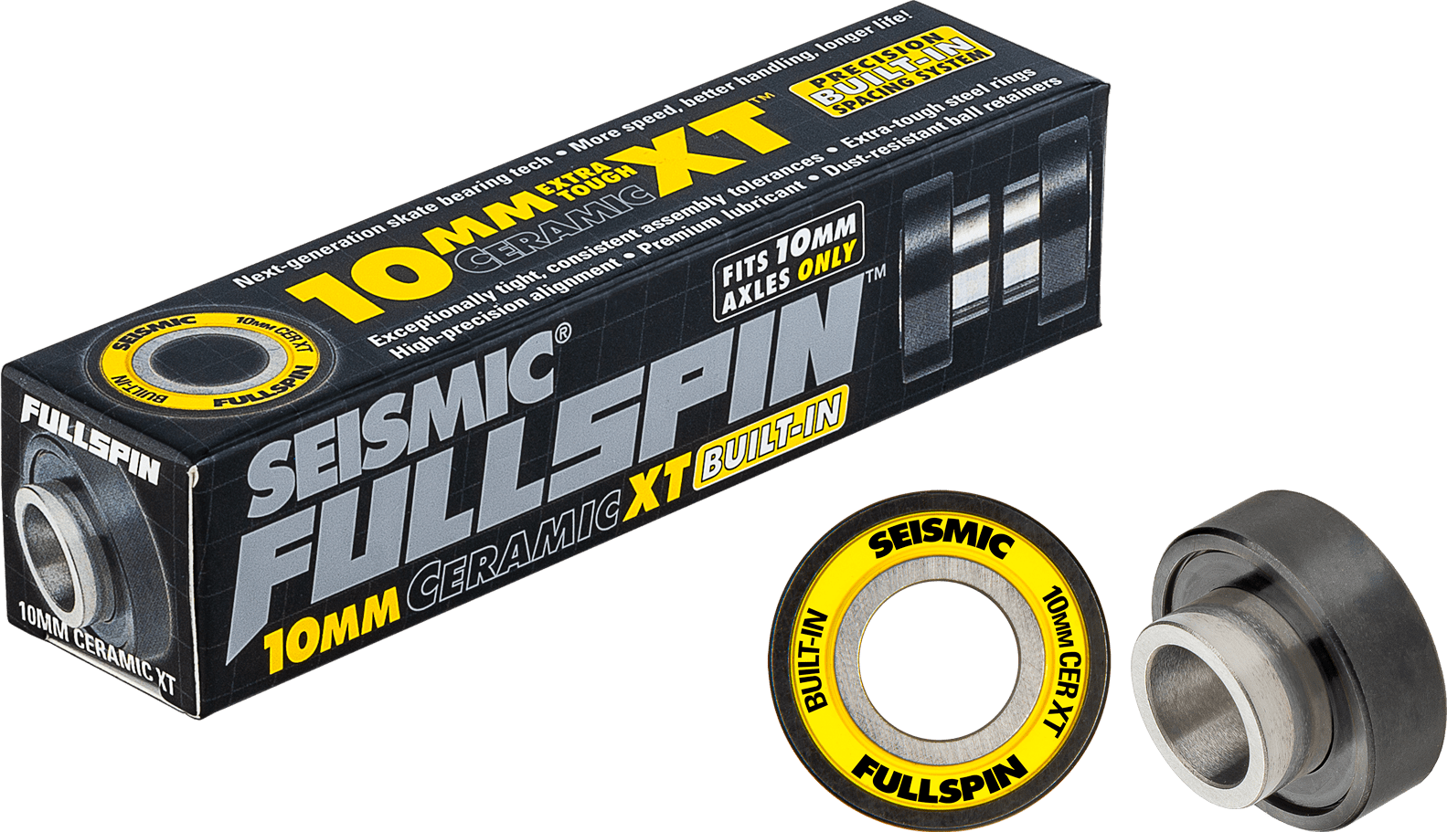 Seismic: Fullspin 10mm XT Ceramic Built - in Longboard Skateboard Bearings - Motion Boardshop