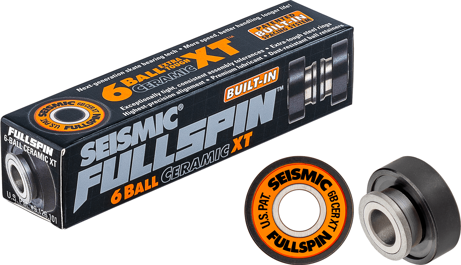 Seismic: Fullspin 6 - Ball XT Ceramic Built - in Longboard Skateboard Bearings - Motion Boardshop