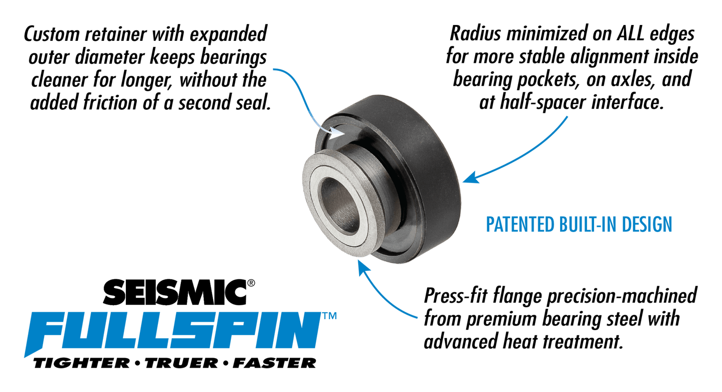 Seismic: Fullspin 6 - Ball XT Ceramic Built - in Longboard Skateboard Bearings - Motion Boardshop