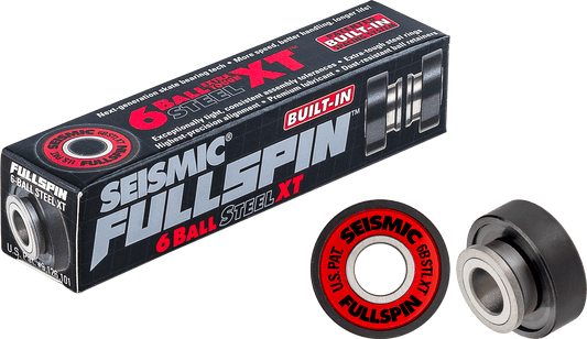 Seismic: Fullspin 6 - Ball XT Steel Built - in Longboard Skateboard Bearings - Motion Boardshop