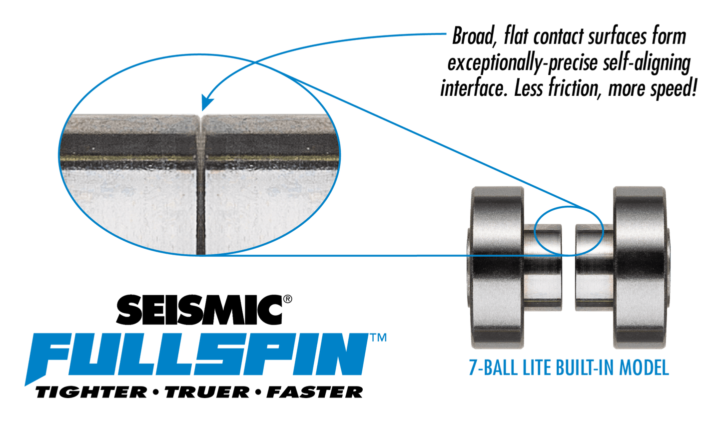 Seismic: Fullspin 7 - Ball LITE Built - in Longboard Skateboard Bearings - Motion Boardshop