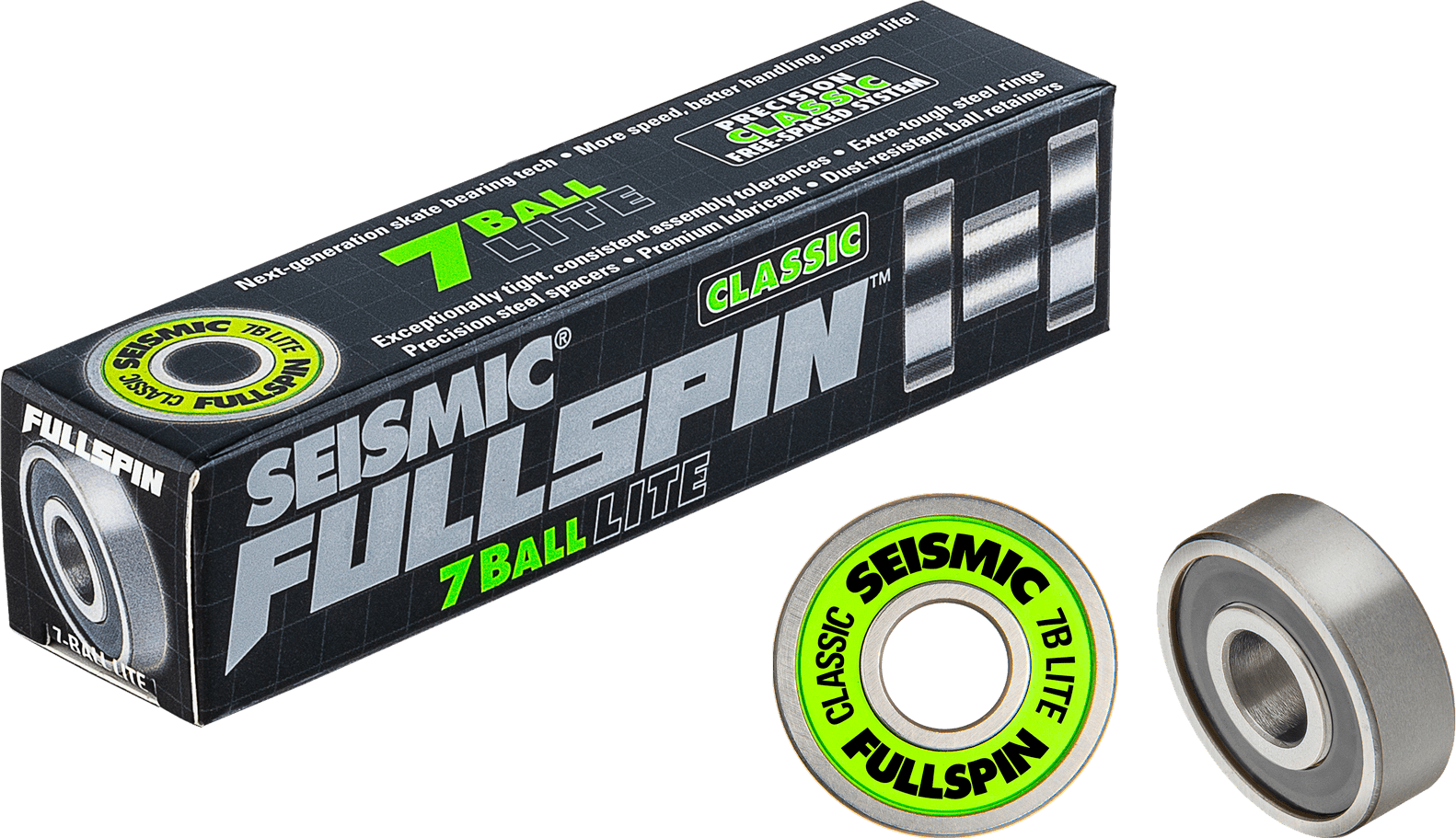 Seismic: Fullspin 7 - Ball LITE Classic Longboard Skateboard Bearings - Motion Boardshop