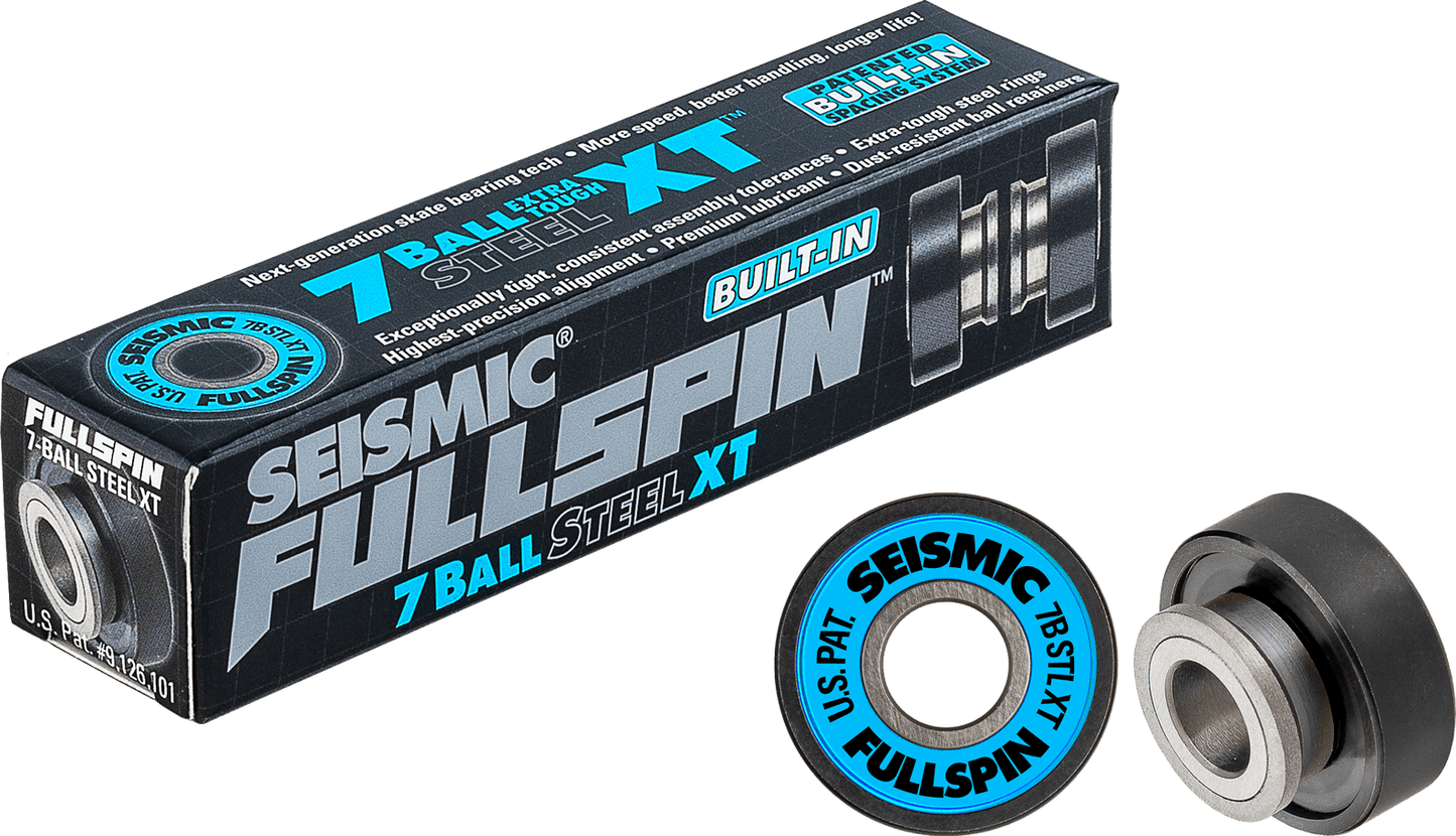 Seismic: Fullspin 7 - Ball XT Steel Built - in Longboard Skateboard Bearings - Motion Boardshop