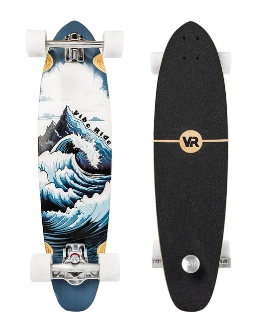 VibeRide: Seaside Swell Pintail Brakeboard Longboard Complete - Motion Boardshop